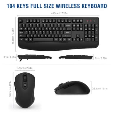 Wireless Keyboard and Mouse Combo, EDJO 2.4G Full-Sized Ergonomic Computer Keyboard with Wrist Rest and 3 Level DPI Adjustable Wireless Mouse for Windows, Mac OS Desktop/Laptop/PC - Image 6