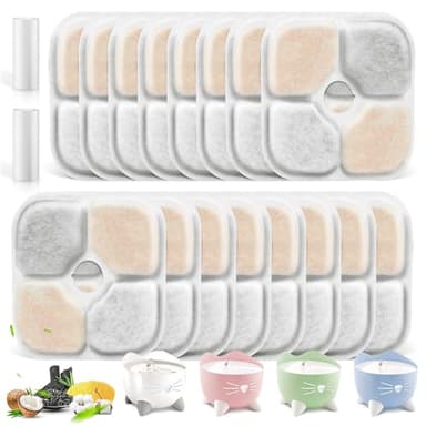 16 Pack Pet Fountain Filters for Catit PIXI Cat Drinking Fountain, Replacement Triple Action Water Filter with Ion-exchange Resin & Activated Carbon - Image 1