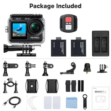 AKASO Brave 7 LE 4K30FPS 20MP WiFi Action Camera with Touch Screen EIS 2.0 Zoom Remote Control 131 Feet Underwater Camera with 2X 1350mAh Batteries Support External Microphone Vlog Camera - Image 8