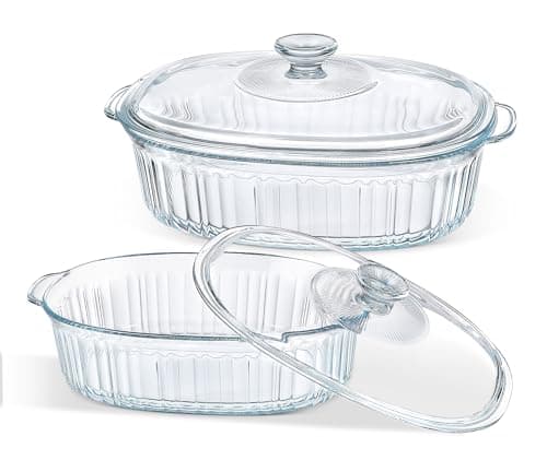 M MCIRCO 4-Piece Glass Casserole Baking Dish, Set of 2 Casseroles With Glass Lids, 1.9 Qt and 3 Qt - Image 1