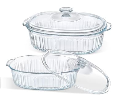 M MCIRCO 4-Piece Glass Casserole Baking Dish, Set of 2 Casseroles With Glass Lids, 1.9 Qt and 3 Qt - Image 1
