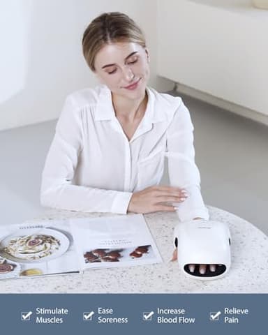 CINCOM Hand Massager - Cordless Hand Massager with Heat and Compression for Arthritis and Carpal Tunnel, Gifts for Women(White) - Image 3