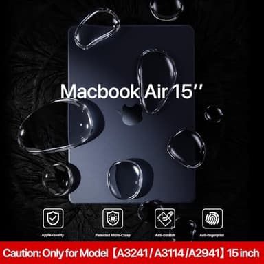Soonjet Compatible for MacBook Air 15 inch Case M4 2025 2024 2023 M3 M2 [100% Match Official Color] [Ultra Thin Armor] Protective Hard Shell Matte Cover for Laptop A3241 A3114 A2941 - Midnight Clear - Image 2