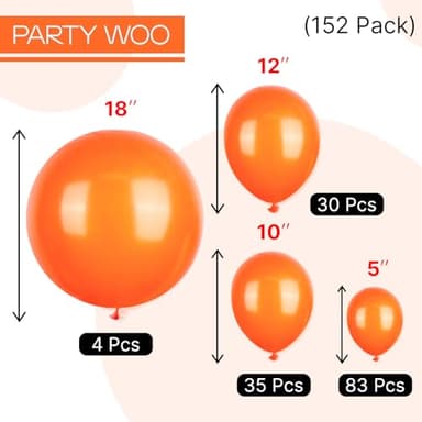 PartyWoo Orange Balloons 152 pcs Different Sizes of 18 12 10 5 Inch Fall Balloon Arch Kit Garland for Thanksgiving Halloween Little Cutie Baby Shower Birthday Party Decorations Orange-Y9 - Image 4