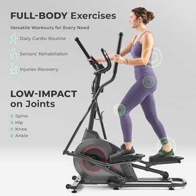 Sunny Health & Fitness Ultra Silent Smart Elliptical Exerciser, 300LB Load & 16” Long Stride Training Machine for Seniors Home Workout, Easy-Assembly Cardio Equipment, Free SunnyFit App Bluetooth Link - Image 2