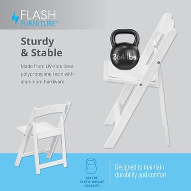 Flash Furniture Hercules Series Kids Padded Folding Chairs for Children, Children's Event Seats with 264-lb. Static Weight Capacity, Set of 10, White - Image 9