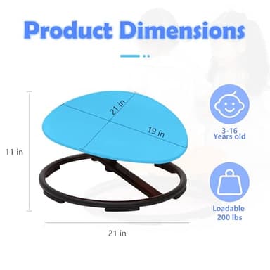 makarci Spinning Chair for Autistic Kids - Kids Sensory Chair, Sit and Spin Toys for Toddlers, Autism Sensory Products for Body Coordination & Balance, Sensory Play (Blue) - Image 2