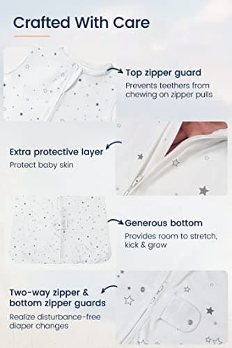 TotAha Light Sleep Sack 6-15 Months 0.5 TOG, Stretchy Baby Wearable Blanket, Silky Comfort, Buttery Soft Sleeping Bag with 2-Way Safe Zippers for Boys and Girls - Image 4