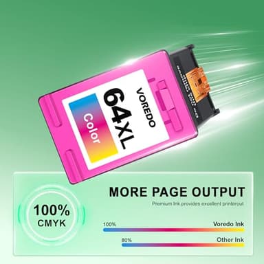 64XL Black/Tri-Color Ink Cartridges for HP Ink 64 for HP 64XL Ink Cartridge Combo Pack Use for HP Envy Photo 7855 7858 7155 6255 6252 Inspire 7900e Series 7200e 6155e Tango X Terra (1 Black, 1 Color) - Image 5