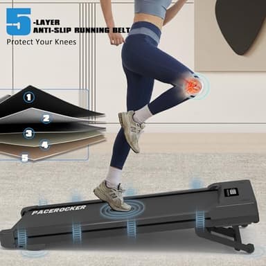 PACEROCKER Walking Pad Treadmill with 12% 9-Level Auto Incline, 450 lbs Capacity Bluetooth Speaker Under Desk Treadmills for Home Hiking, 5 MPH, Black - Image 7