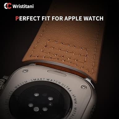 Wristitani Leather Bands Compatible With Apple Watch Band Ultra 3/2/1, 49mm 46mm 45mm 44mm 42mm For Men, Top Genuine Leather Replacement Vintage Strap for iWatch SE3/2/1 Series 11 10 9 8 7 6 5 4 3 - Image 5