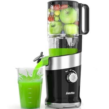 Juicer machines, Aeitto Cold Press Juicer with 4.9" Extra Large Feed Chute for Whole Fruits & Vegetables, High Juice Yield, Self Feeding, Easy to Clean,Black - Image 1
