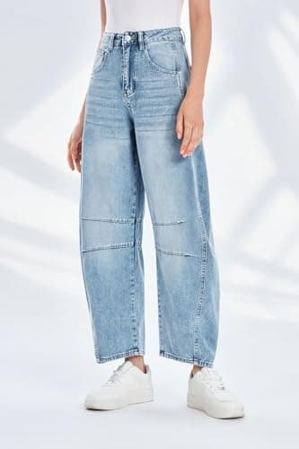 PLNOTME Women's Baggy Boyfriend Jeans Vintage Wide Leg Mid Rise Barrel Denim Ankle Pants - Image 5