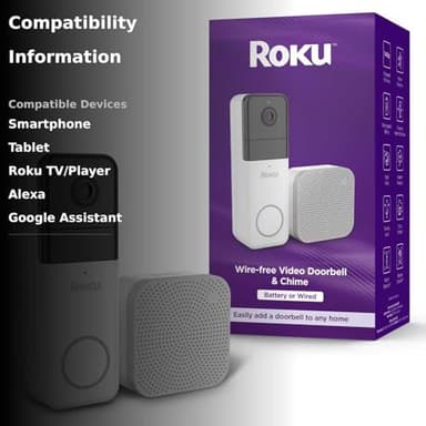 Roku Smart Home Wireless Video Doorbell & Chime - 1440p HD Night Vision Ultrawide View Doorbell Camera with Motion & Sound Detection, Works with Alexa & Google - 90-Day Subscription Included - Image 2