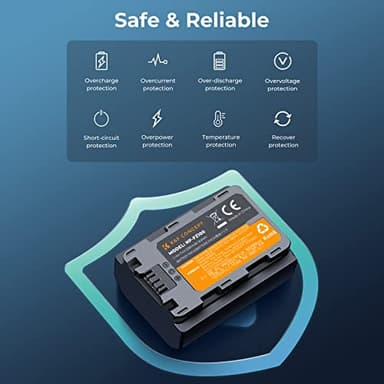 K&F CONCEPT NP-FZ100 2280mAH Battery and Dual Slot Charger Set for Sony A7iii, A7iv, A7C, A6700, A6600, ZV-E1, ZV-E10ii, FX3, FX30, A9, Alpha 9, Alpha 9S, A9S, A7R3, A7R4 Camera Batteries - Image 3