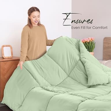Utopia Bedding Comforters Twin Size, All Season Duvet Insert, Down Alternative Box Stitched Bed Comforter with Corner Tabs, Machine Washable (Sage Green) - Image 4
