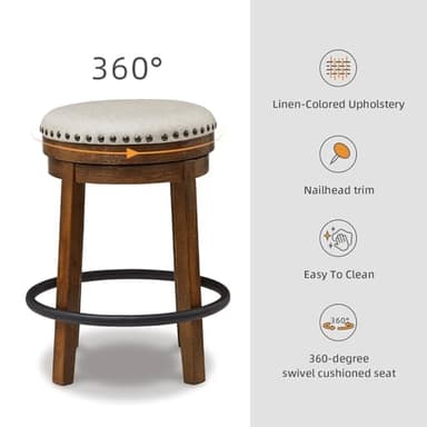 Signature Design by Ashley Valebeck 24" Counter Height Upholstered Swivel Stool, Brown & Black - Image 5