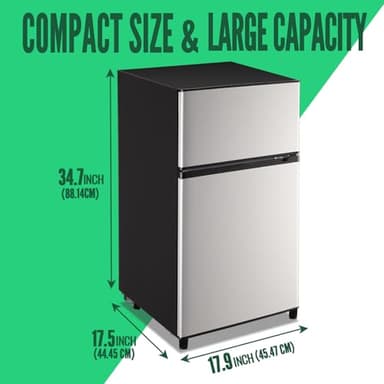 WANAI Mini Fridge with Freezer, 3.5 cubic feet 2- Doors Small Refrigerator Features 7 Gear Mechanical Control, Side Bottle Rack, Ideal for Dorm, Kitchen, Apartment, Office, Silver - Image 5