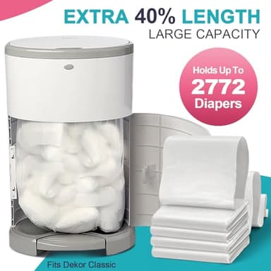 Refills Compatible with DEKOR Classic Diaper Pail Refill Bags| 4 Pack| Super Powerful Odor Eliminator Extra Thick Diaper Pail Bags| Each Holds up to 2772 Diapers| Fresh Lemon Scent| Easy to Replace - Image 3