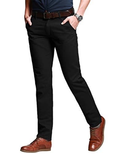 Match Men's Slim Fit Tapered Stretchy Casual Pants (32W x 31L, 8050 Black) - Image 1