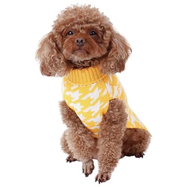 CuteBone Turtleneck Dog Sweater for Medium Dogs Houndstooth Pet Winter Clothes Pullover Sweater Cat Clothes - Image 1