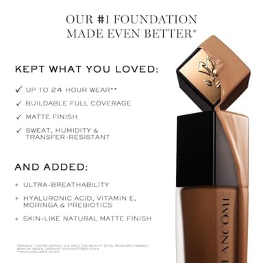Lancôme Teint Idole Ultra Wear Natural Matte Foundation- Longwear, Medium-Full Coverage, Natural Finish, Waterproof & Hydrating - 250W (Light to Medium Skin with Warm/Peachy Undertones), 1 Fl Oz - Image 3