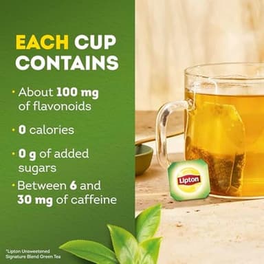 Lipton Signature Blend Green Tea Bags, Unsweetened Teabags for Hot Tea or Iced Tea with Caffeine and Flavonoids, 240 Total Tea Bags (40ct - Pack of 6) - Image 9