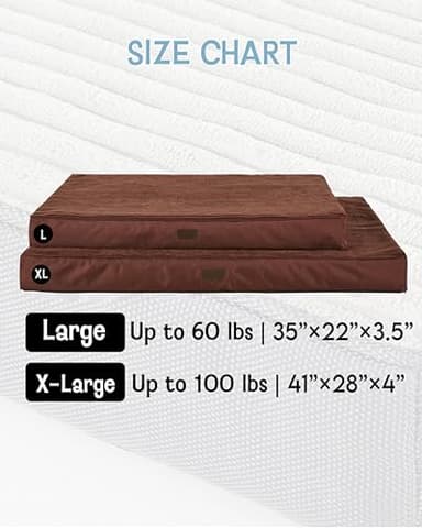 OhGeni 41 Inch Orthopedic Waterproof & Machine Washable Dog Bed for Large Pets, 20D Egg Crate Foam Stable Support, Non-Slip Bottom and Removable Cover, Tear-Resistant Invisible Durable Zipper(Brown) - Image 1