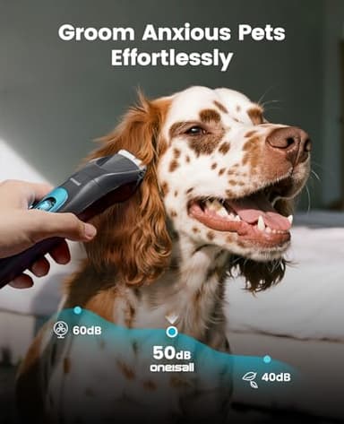 oneisall Quiet Dog Clippers for Grooming LED Light, Cordless Dog Grooming Kit 4 in 1, 2000mAh Pet Clippers Paw Trimmer Nail Grinder for Paw, Nail, Face, Ears, Legs, Body - Image 5