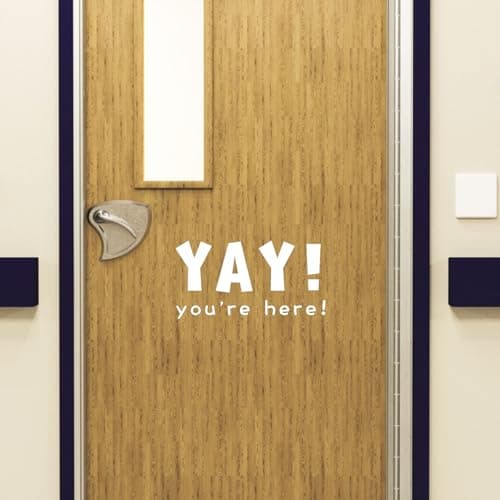 ZLKAPT Yay You're Here! Back to School Classroom Door Decal | 8x15" Elementary Teacher Decor | First Day of Class Welcome Sign | Educational Wall Art for School Doors (White) - Image 1