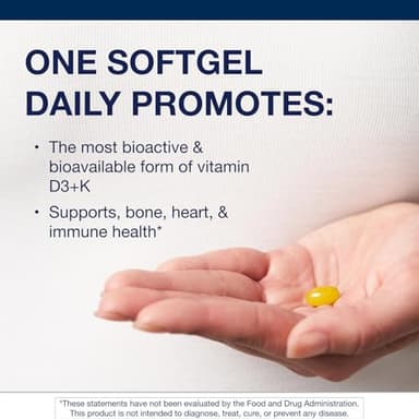 Metagenics Vitamin D3 + K - for Artery Health, Immune Support, Bone & Heart Health* - Vitamin D with MK-7 (Vitamin K2) - Non-GMO - Gluten-Free - 60 Softgels - 10,000 IU - Image 3
