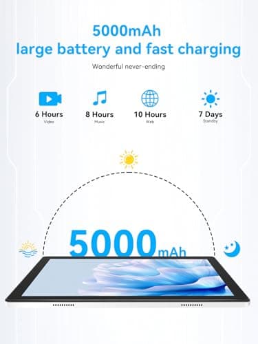 Tablet, Android Tablets with Octa-Core Processor, 10 inch Tablet with HD LCD Touch Screen, 8GB RAM 64GB ROM 1T Expand, Wi-Fi 6, BT 5.3, Dual Camera, Long Life Battery, Google Tablets 2024 - Image 6