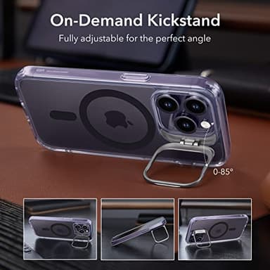 ESR for iPhone 14 Pro Case, Compatible with MagSafe, Built-in Camera Ring Stand, Military-Grade Protection, Magnetic Phone Case for iPhone 14 Pro, Classic Kickstand Case (HaloLock), Clear Purple - Image 3