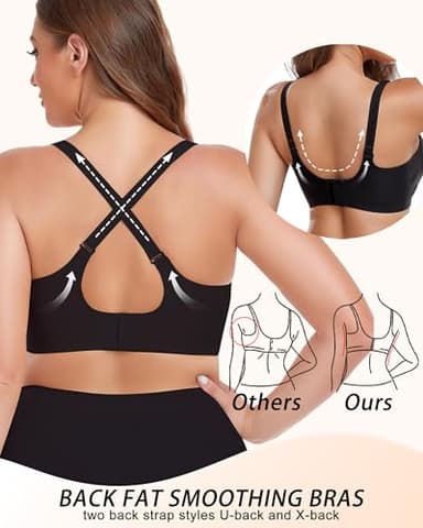 Gailife Smooth Wireless Bras for Women No Underwire Comfort Seamless Supportive Bra Raceback Push Up Bralettes Full Coverage -BK,L Black - Image 2