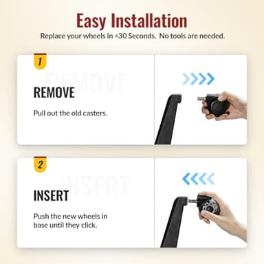 HOLKIE Office Chair Wheels Grey Dual Rubber 2 Inch Replacement Smooth Quiet Rolling Casters Universal Fit Casters 11x22mm, Wheels-Set of 5 for Hardwood Floors Carpet Computer Gaming - Image 4