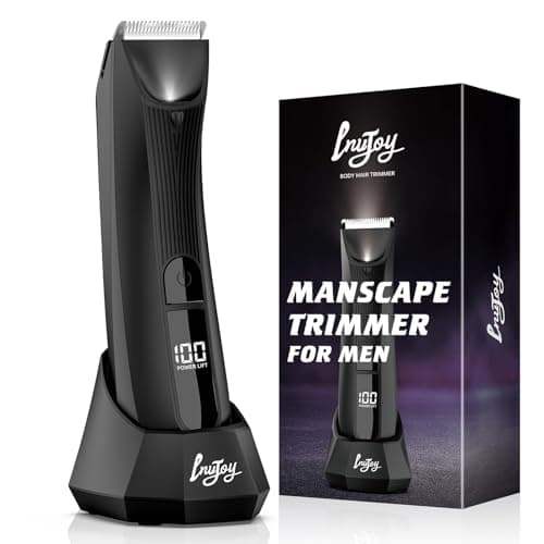 INVJOY Manscape Body & Pubic Hair Trimmer for Men w/Light - No Nick, No Cut, Balls Trimmer - No Razor Burn Groin, Body Groomer Shaver, IPX7 Waterproof Electric Razor w/Recharge Dock, Gift for Men Dad - Image 1
