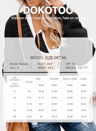 Dokotoo 2025 Womens Fall Cardigan Sweaters Casual Open Front Long Sleeve Solid Cable Knit Chunky Ribbed Winter Stylish Loose Ladies Girls Cardigans Coats Jackets Outerwear Blue M - Image 5