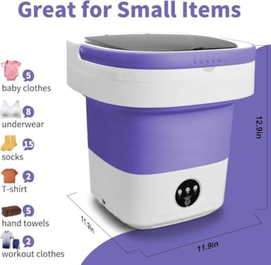 Portable Mini Washing Machine, 16L Upgraded with Spin Basket Laundry Machine, 3 Cleaning Modes Suitable for Small Clothes, Foldable Design Ideal for Hotel Campain Apartment and Home - Image 2
