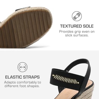 DREAM PAIRS Womens Open Toe Espadrilles Dressy Platform Sandals Slip on Elastic Ankle Strap Wedges Sandals SDPW222W Black Size 8.5 - Image 4
