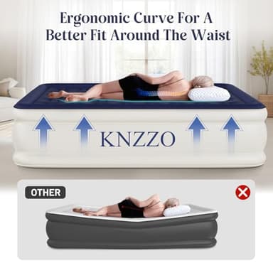 KNZZO Air Mattress Queen with Built-in Pump, Blow Up Mattress with Soft Flocked Top, Leakproof Inflatable Mattress, Foldable Waterproof Air Bed for Home, Guests, Camping, with Storage Bag - Image 8
