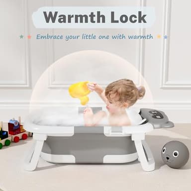 AVIDOR Baby Bathtub,Collapsible Bathtub for Newborn to Toddler,Durable Essential Infant Bath Tub,Portable Travel Baby Tub with Soft Cushion,No-Slip Hanging and Detachable(Grey) - Image 7