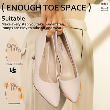IDIFU Nude High Heels Pumps Closed Toe Heels Women's Pumps Stiletto Pointed Toe Dress Shoes Wedding Prom Bridal Work Office Bride Trendy Dressy Comfortable Classic Pumps Shoes(Nude Nubuck,6.5) - Image 4