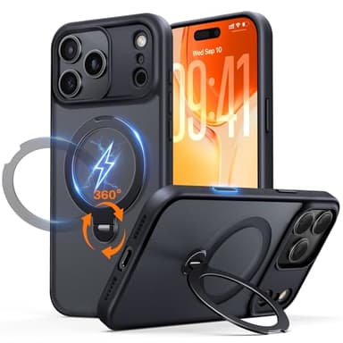 Peerock for iPhone 17 Pro Max Case: with 360° Spin Magnetic Stand, Camera Control Button, Fit for MagSafe, Military Drop Protective Slim Phone Cover for 17 ProMax with Ring Kickstand, 6.9", Black - Image 1