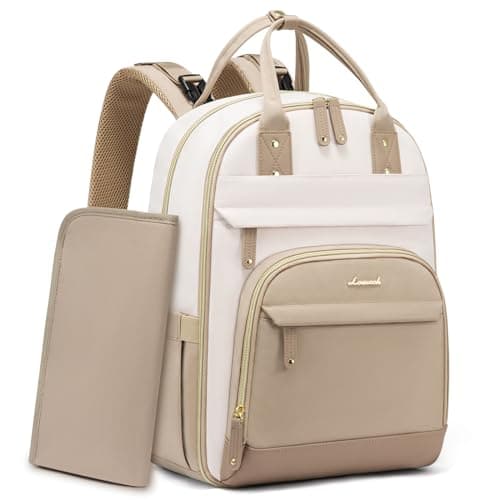 LOVEVOOK Diaper Bag Backpack, Baby Bag with Changing Pad, Large Diaper Backpack Boy Girl, Waterproof Baby Registry Bag for Mom Dad with Stroller Buckles, Beige-khaki - Image 1