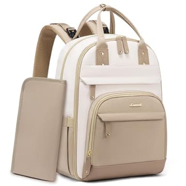 LOVEVOOK Diaper Bag Backpack, Baby Bag with Changing Pad, Large Diaper Backpack Boy Girl, Waterproof Baby Registry Bag for Mom Dad with Stroller Buckles, Beige-khaki - Image 1