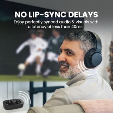 Avantree Ensemble - Wireless Headphones for TV Watching for Seniors with Clear Voice, Easy Setup & Charging Dock, 35H Play Time, Comfortable, Works with Optical, AUX & Bluetooth TVs - Image 2