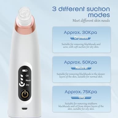 Danvisit Blackhead Remover Vacuum: Water Cycle Facial Pore Cleaner with 3 Suction Power 6 Probes USB Rechargeable Pore Vacuum Blackhead Extractor Tools - Image 7