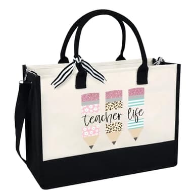 LIYACHAO Teacher Appreciation Gifts,Teachers Day Gift,Teachers Birthday Gift,Christmas Gifts for Teahcer,End of Year Tote Bag Teacher,Tote Bag for Women - Image 1