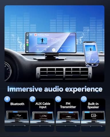 TERUNSOUl Carplay Screen for Car, 8.1" HD Portable Touch Screen Car Stereo with Android Auto, 4K Dash Cam, 1080P Backup Camera, GPS Navigation, Mirror Link, Bluetooth, AUX, FM Transmitter - Image 6