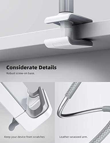 Lamicall Gooseneck Tablet Holder, Tablet Stand : Flexible Arm Clip Tablet Mount Compatible with iPad mini Pro Air, Kindle, Switch, Galaxy Tabs, More 4.7-10.5" Devices - Gray - Image 6